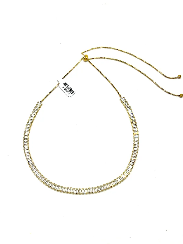 contemporary necklaces for women-18K Gold Filled Rectangle Clear Zirconia Necklace