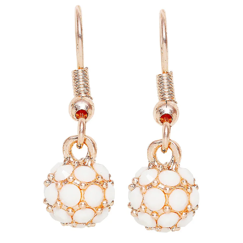 flower earrings for women-Mahi Royal Sparklers White Crystals Ball Earrings for Women (ER1109757ZWhi)