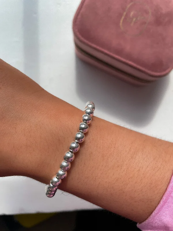 beautiful bangle sets for women-Silver Beaded Bracelet