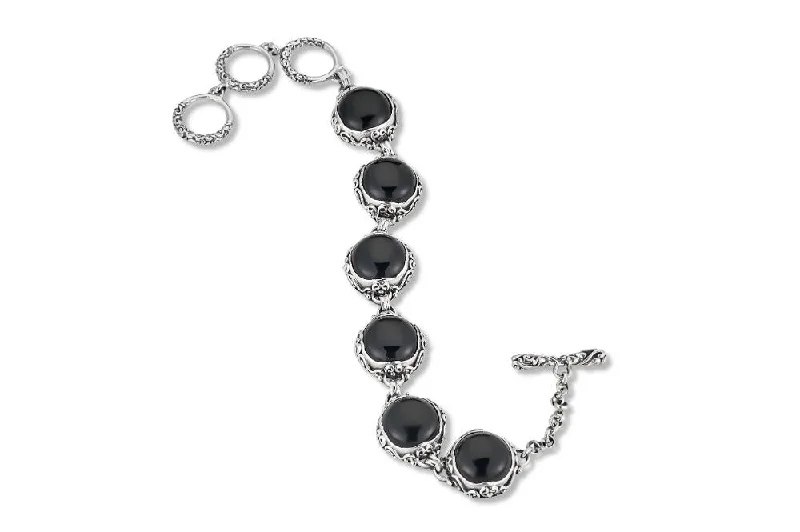 silver bangles for women-Toba Bracelet- Onyx