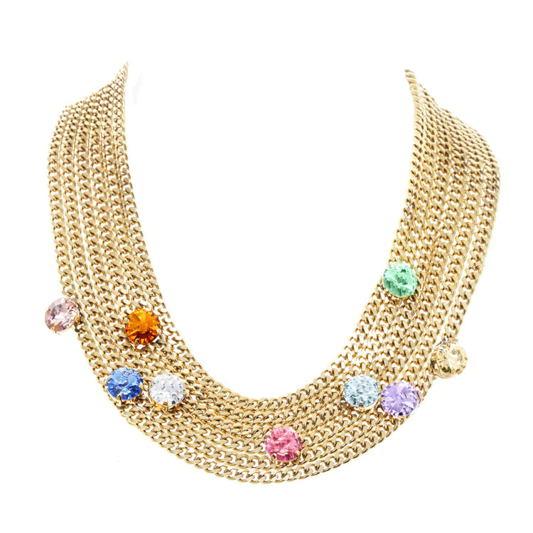 luxury designer necklaces for women-TOVA Kimberly Necklace in Antique Gold and Pastel