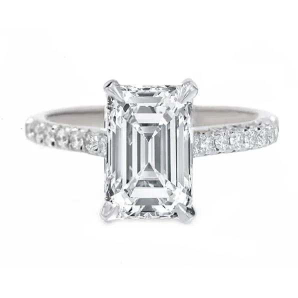 wedding sets with engagement rings-White Gold Emerald Cut Women's Engagement Ring