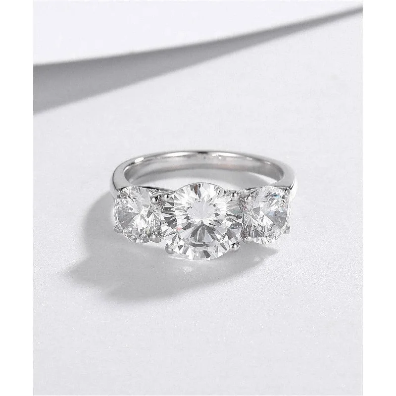 classic engagement rings-Created Diamond Ring Special Design Three Stones