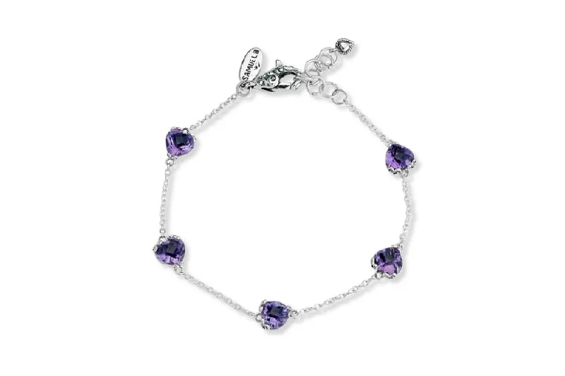 stacking bangle bracelets for women-Glow Heart Bracelet- Amethyst