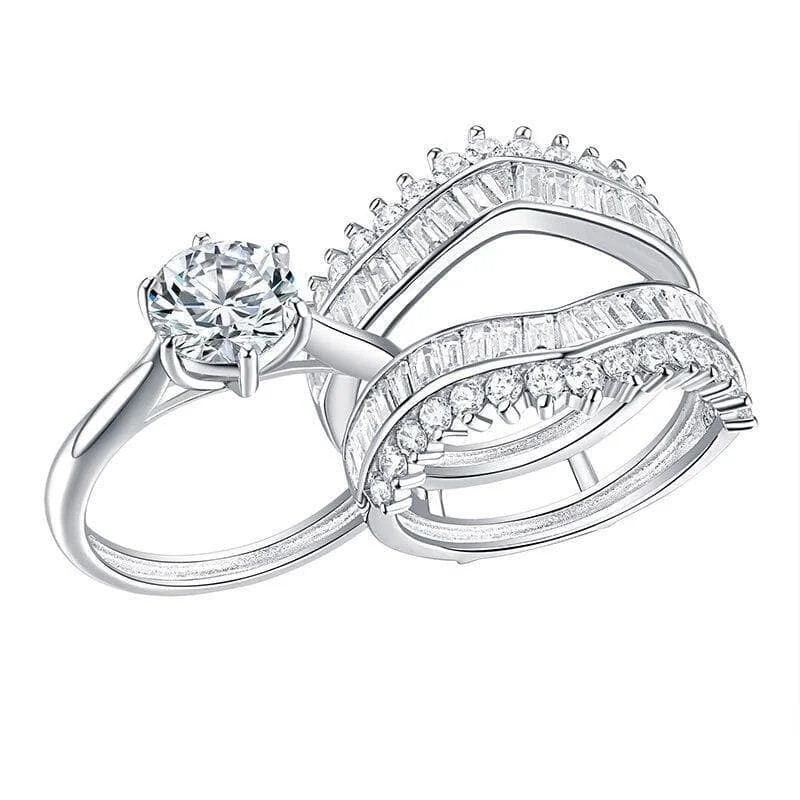 radiant cut engagement rings-Round Created Diamond Engagement Ring Set