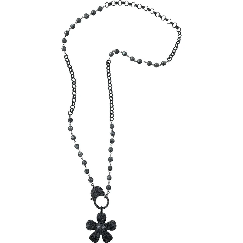 eternity necklaces for women-Black Daisy Long Necklace