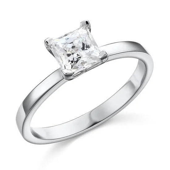 romantic engagement rings-1 Carat Created Princess Diamond Engagement Ring