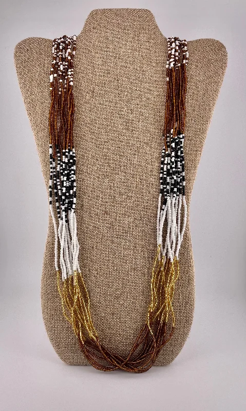 luxurious silver necklaces for women-Safari Seed Bead Cascade Necklace