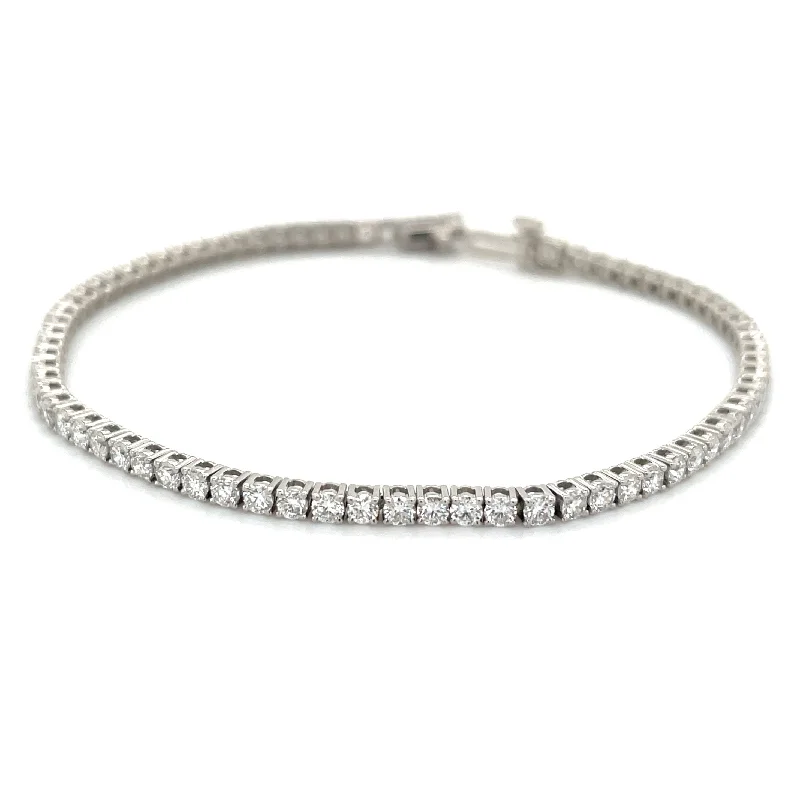 charm bracelet bangles for women-14ct White Gold 3.05ct Laboratory Grown Diamond Tennis Bracelet