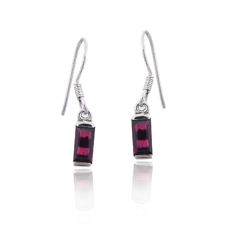 elegant silver earrings for women-Silver Mountain 925 Silver Garnet Earring