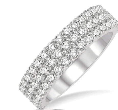 platinum diamond engagement rings-Multi Row Diamond Band