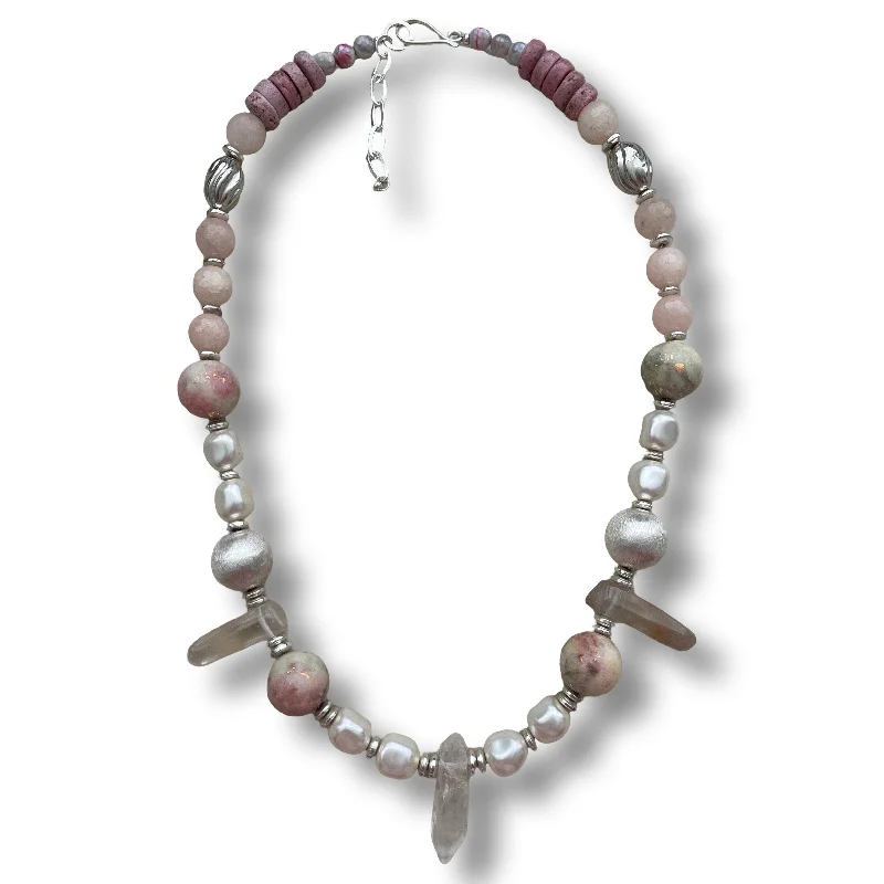 emerald necklaces for women-Rose White Quartz Necklace