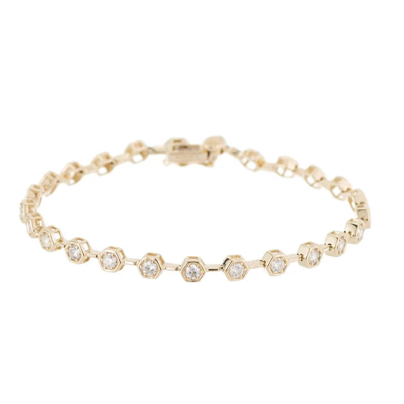 statement bangles for women-Diamond Hex Tennis Bracelet