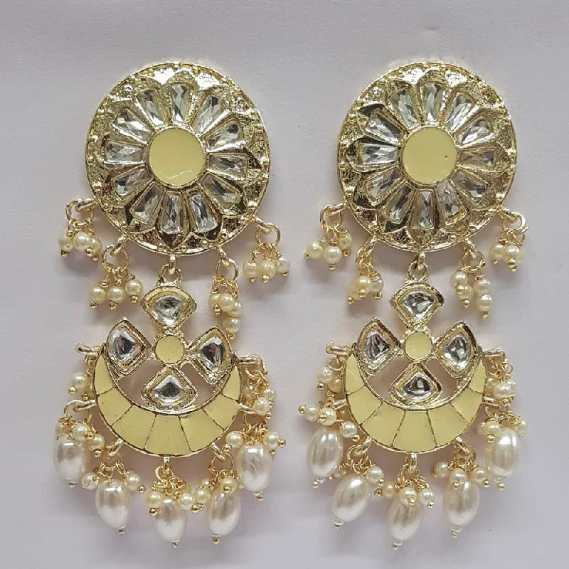 custom earrings for women-Shreeji Kundan Stone Gold Plated Dangler Earrings - ShreejiEar53