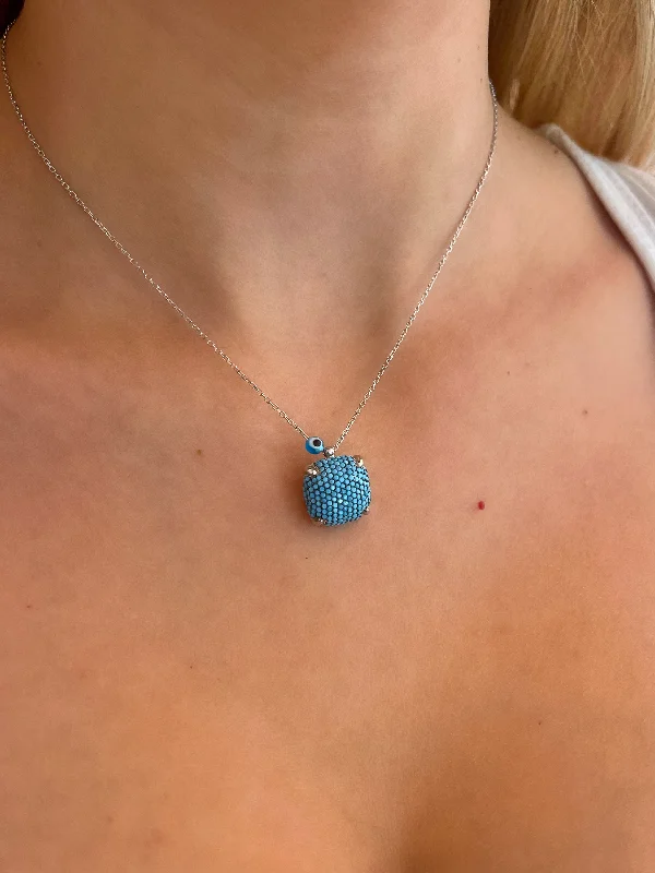 pendant necklaces for women-Turquoise Claw Cube Necklace