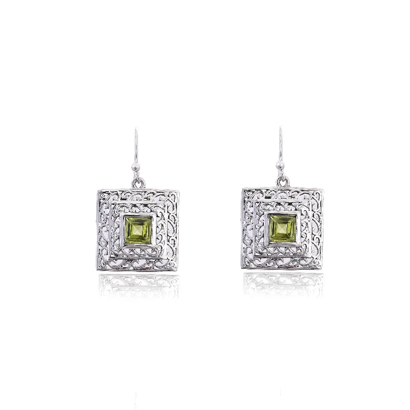 contemporary earrings for women-Silver Mountain 925 Sterling Silver Peridot Earring