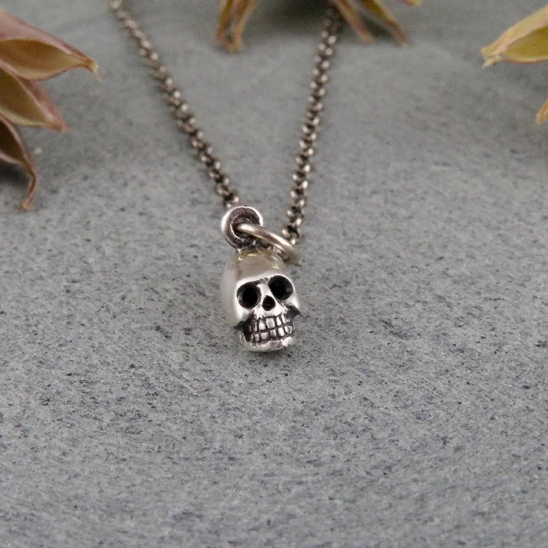 anniversary necklaces for women-Tiny Skull Necklace - Silver