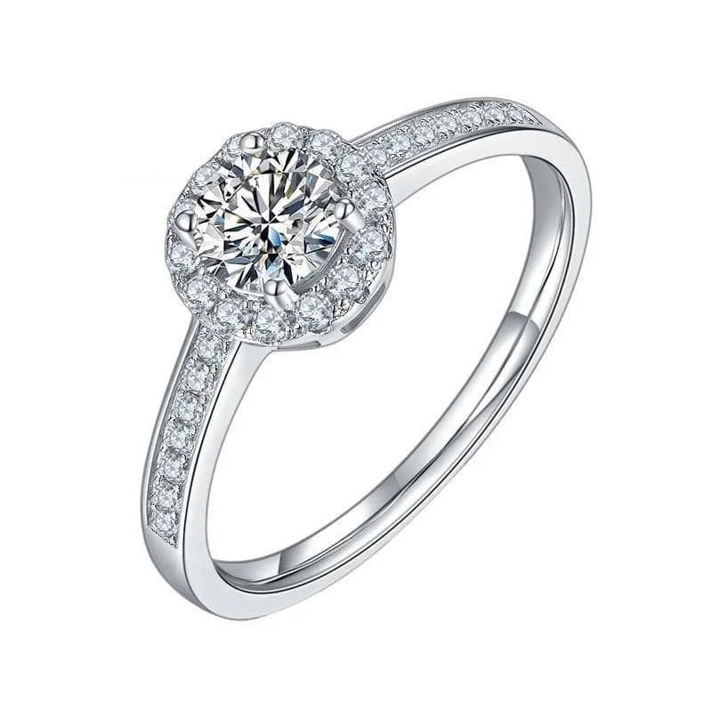 affordable platinum engagement rings-0.5Ct VVS1 Diamond Halo Engagement Ring