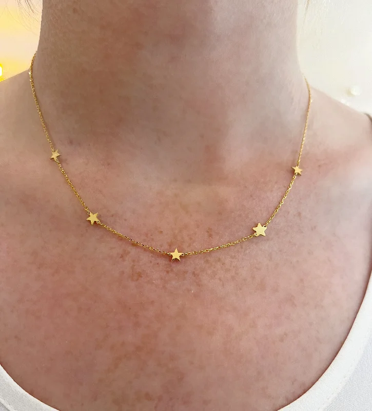 chunky statement necklaces for women-Dainty Stars Necklace