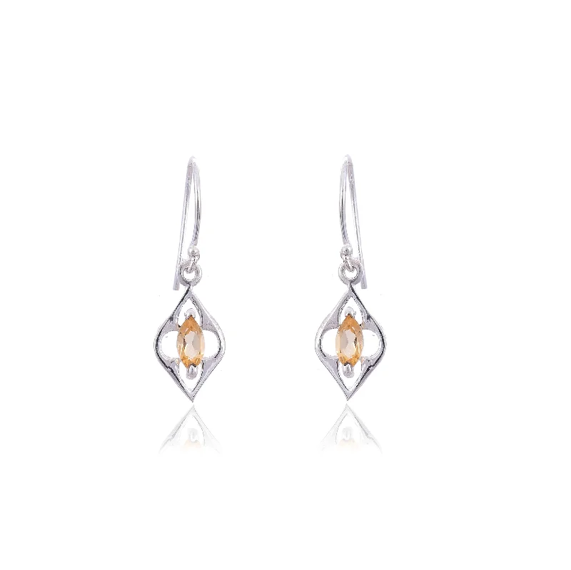 silver hoop earrings for women-Silver Mountain Citrine silver 925 earring