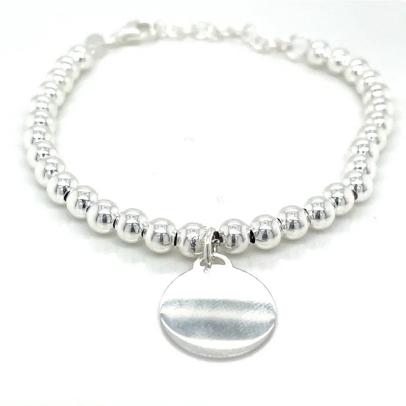 minimalistic bangles for women-Sterling Silver Ball & Disc Bracelet