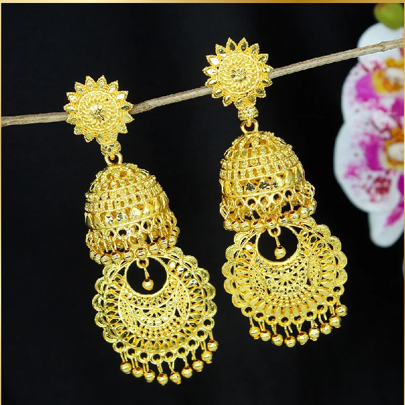 elegant crystal earrings for women-Mahavir Dye Gold Jhumki Earrings