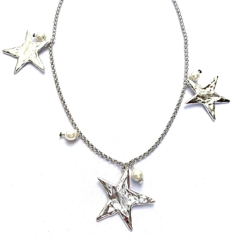 chunky necklaces for women-Tra-La-Rá Pearled Stars Long Necklace