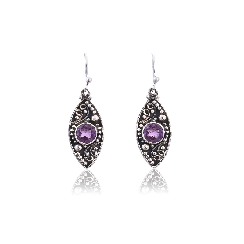 affordable earrings for women-Silver Mountain 925 Silver Amethyst Earring