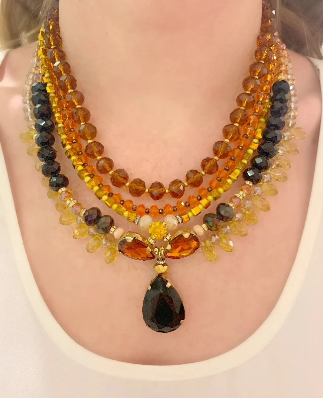 chic necklaces for women-Black & Amber Milano Necklace