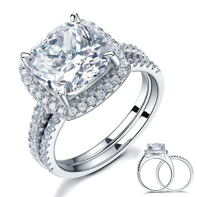 custom engagement rings-Created Diamond 2 Pcs Wedding Engagement Ring Set 5 Ct