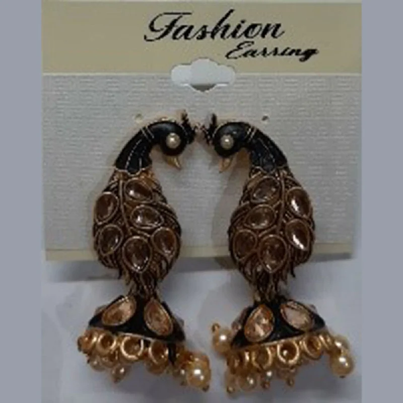 cute earrings for women-Infinity Jewels Gold Plated Peacock Jhumki Earrings