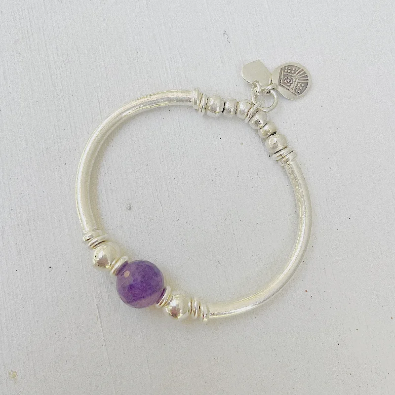 romantic bangles for women-AMETHYST LOVE BRACELET