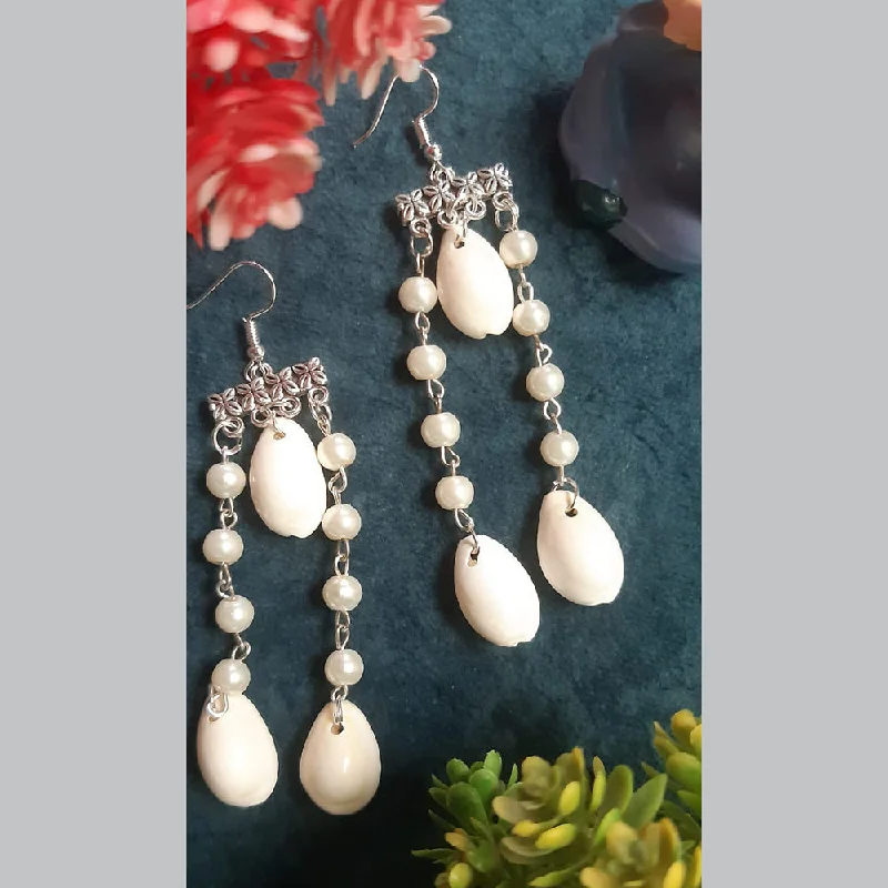 luxury pearl earrings for women-Shrijicreation Handmade Pearl & Shell Dangler Earrings