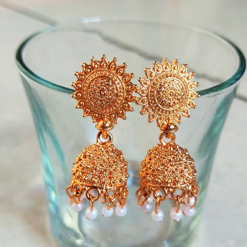 sophisticated earrings for women-H K Fashion Rose Gold Plated Jhumki Earrings