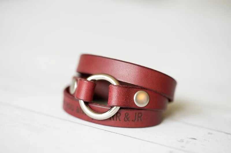 bracelet sets and bangles for women-Ring Leather Bracelet - Wedding Ring Bracelet - Keepsake - Grief Memory Wedding Band Bracelet - Wear The Ring Memorial Bracelet