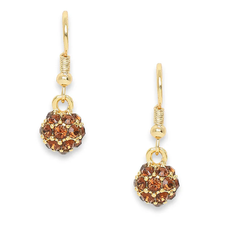 stud and hoop earrings for women-Mahi Royal Sparklers Brown Crystals Ball Earrings for Women (ER1109754GBro)