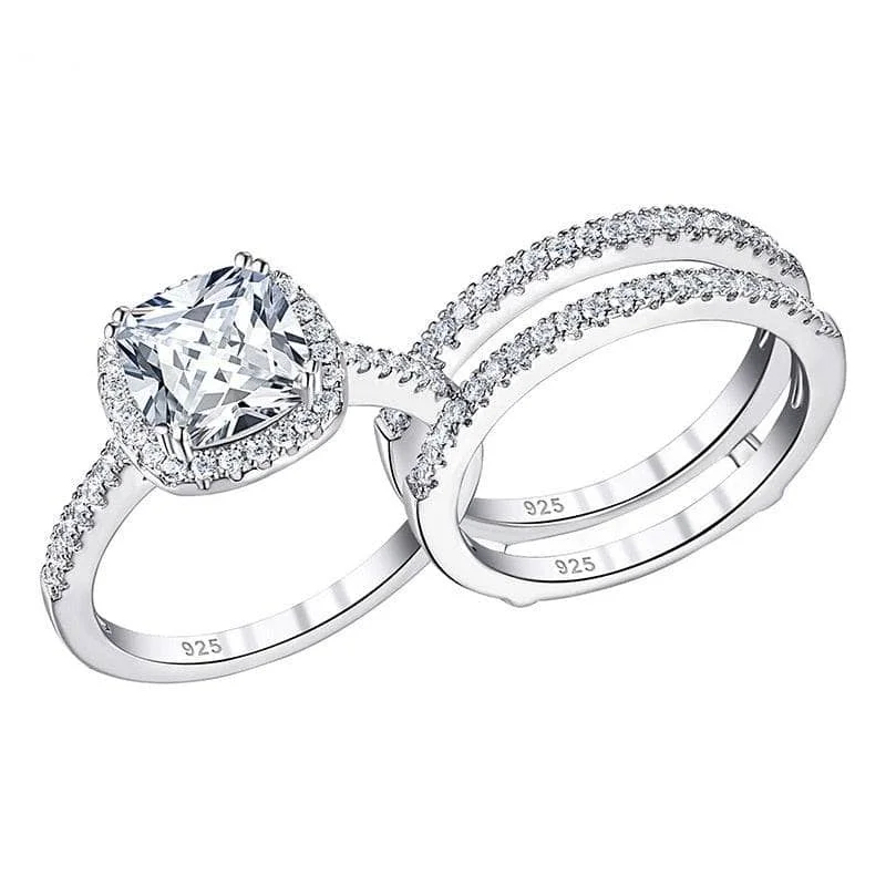 diamond engagement rings-Cushion Cut Halo Created Diamond Engagement Ring