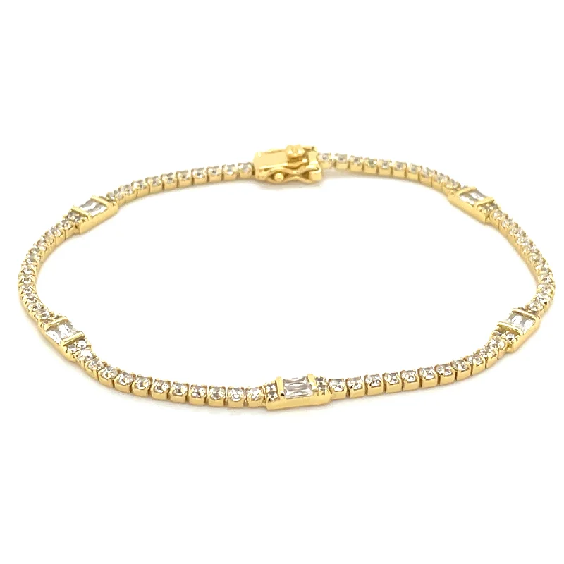 colorful bangle sets for women-Forma Golden Cz Tennis Bracelet