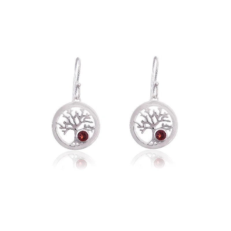 lightweight earrings for women-Silver Mountain Sterling Silver Tree of Life Dangle Drop Earring