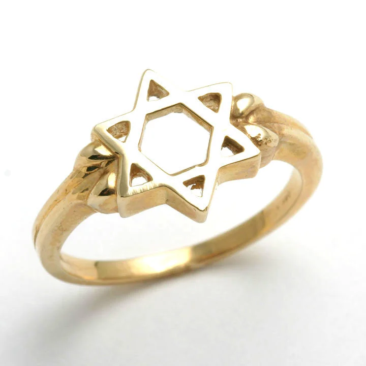 handcrafted wedding rings for women-14k Yellow gold Jewish Star of David Ring