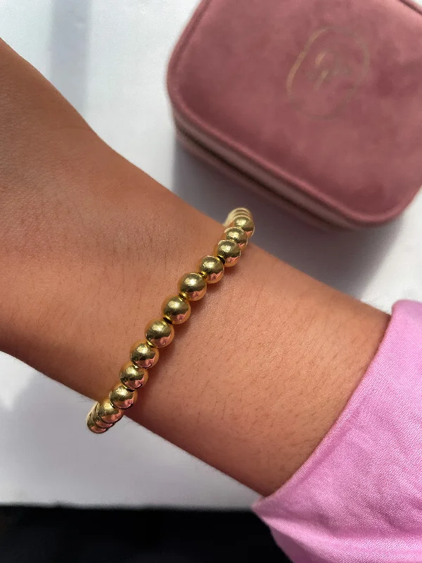 multi-row bangles for women-Golden Beaded Bracelet