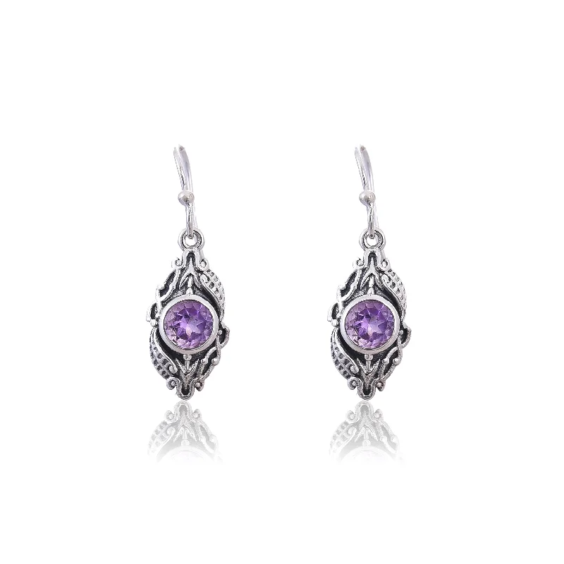 gemstone earrings for women-Silver Mountain Amethyst silver 925 earring