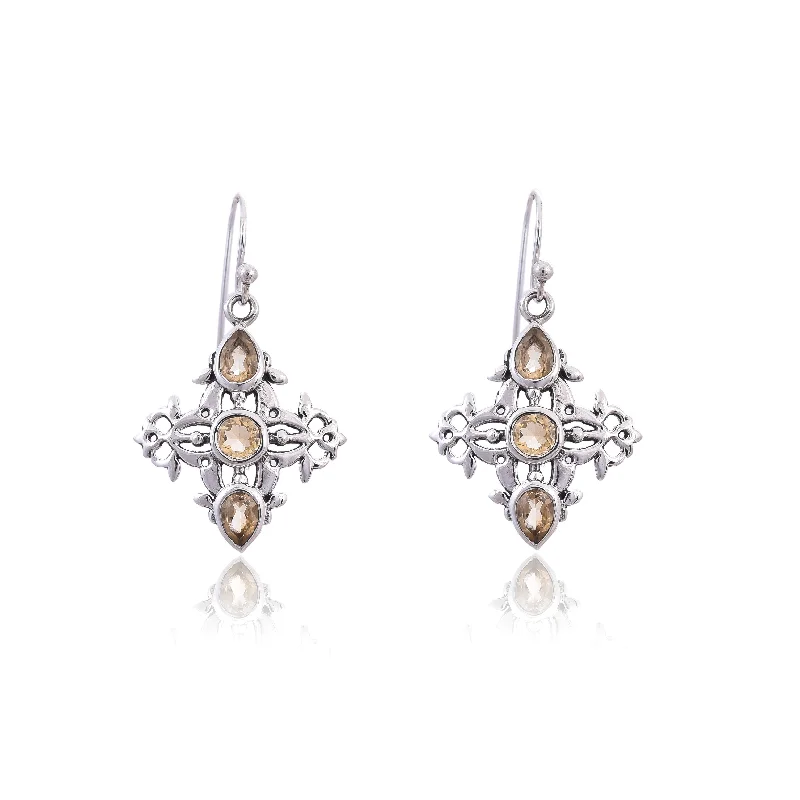 bridal earrings for women-Silver Mountain Citrine silver 925 earring