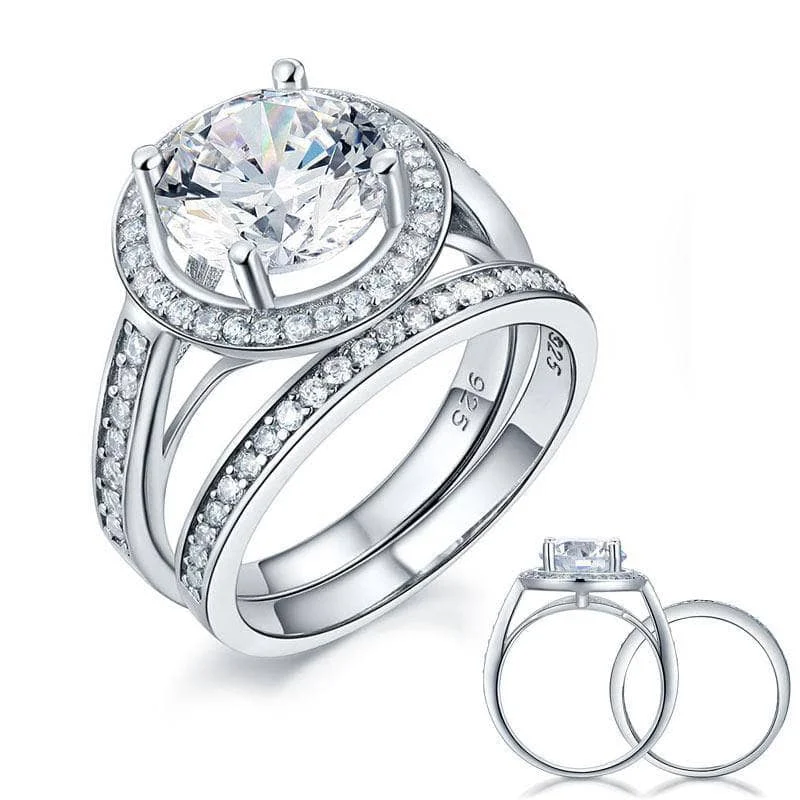 exquisite engagement rings-Created Diamond Vintage Luxury Engagement Ring Set 3.5 Ct