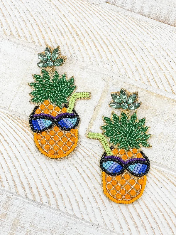 elegant earrings for women-Piña Colada Beaded Dangle Earrings