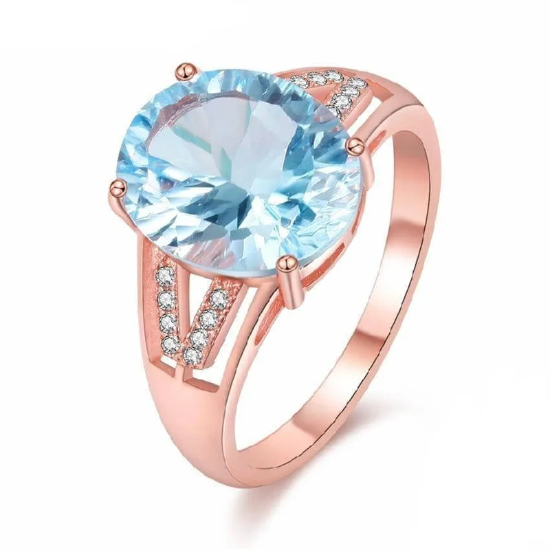 platinum diamond engagement rings-Light Blue Topaz Created Diamond Ring