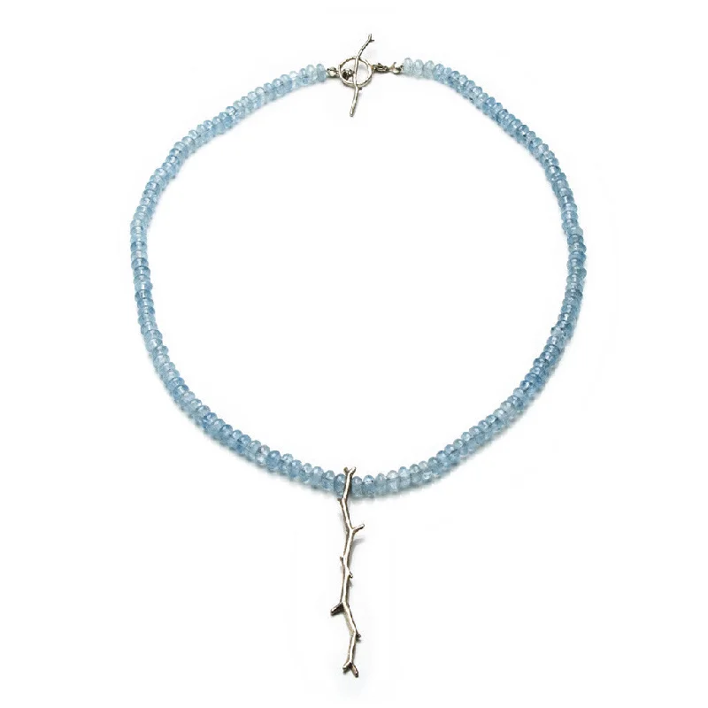 sparkly necklaces for women-Twig aquamarine necklace