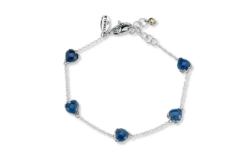 wedding bangle sets for women-Glow Heart Bracelet- Blue Sapphire