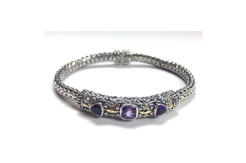 beautiful bangle sets for women-Trifecta Bracelet- Amethyst