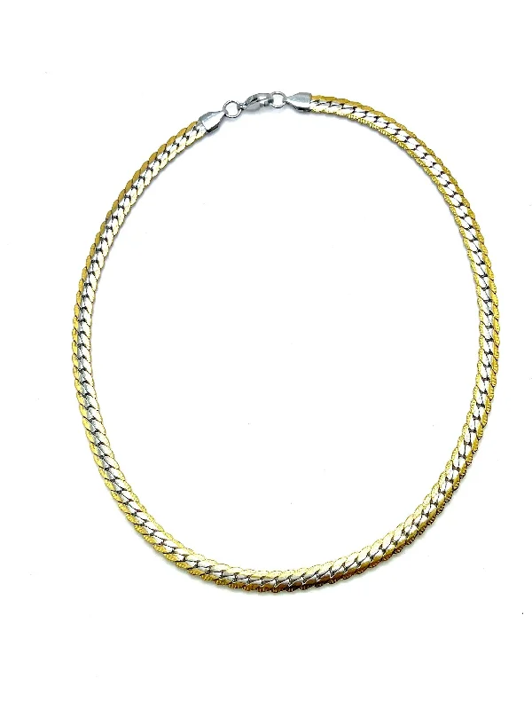 geometric necklaces for women-Two-Tone Stainless Steel Necklace